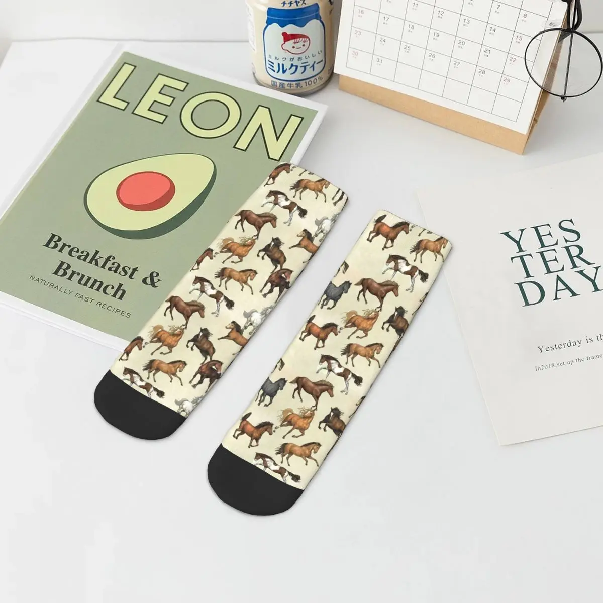 Sunset Horse Socks Cool Animal Print Summer Comfortable Short Tubes Large Chemical Fiber Stylish Children Socks