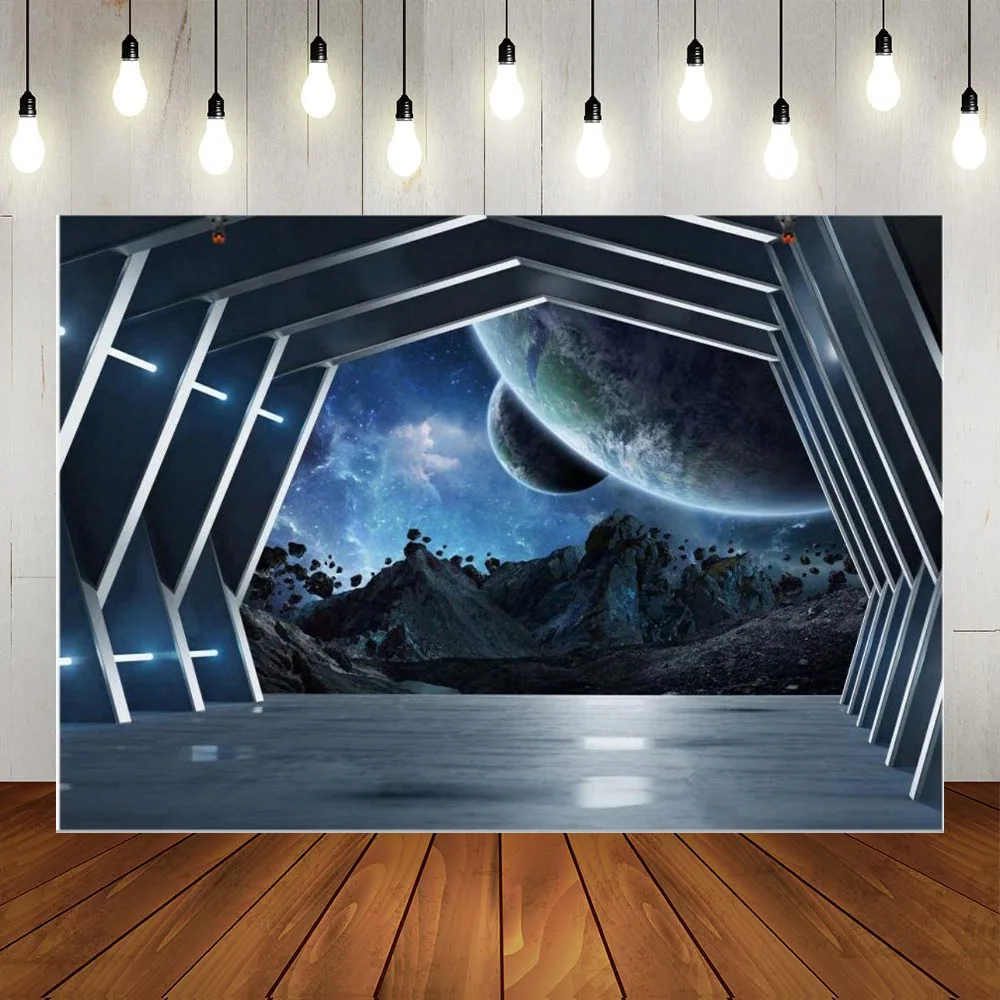 

Космический корабль космическая станция внутреннее исследование будущее фон для фотосъемки Вселенная планета ребенок мальчик девочка пор...