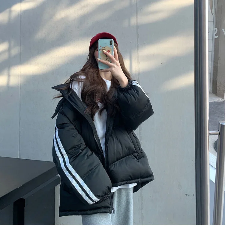 Women's Cotton Jacket 2022 Winter White Loose Hooded Jacket Warm Ladies Down Jacket Korean Version Of The Fashion Ladies Jacket