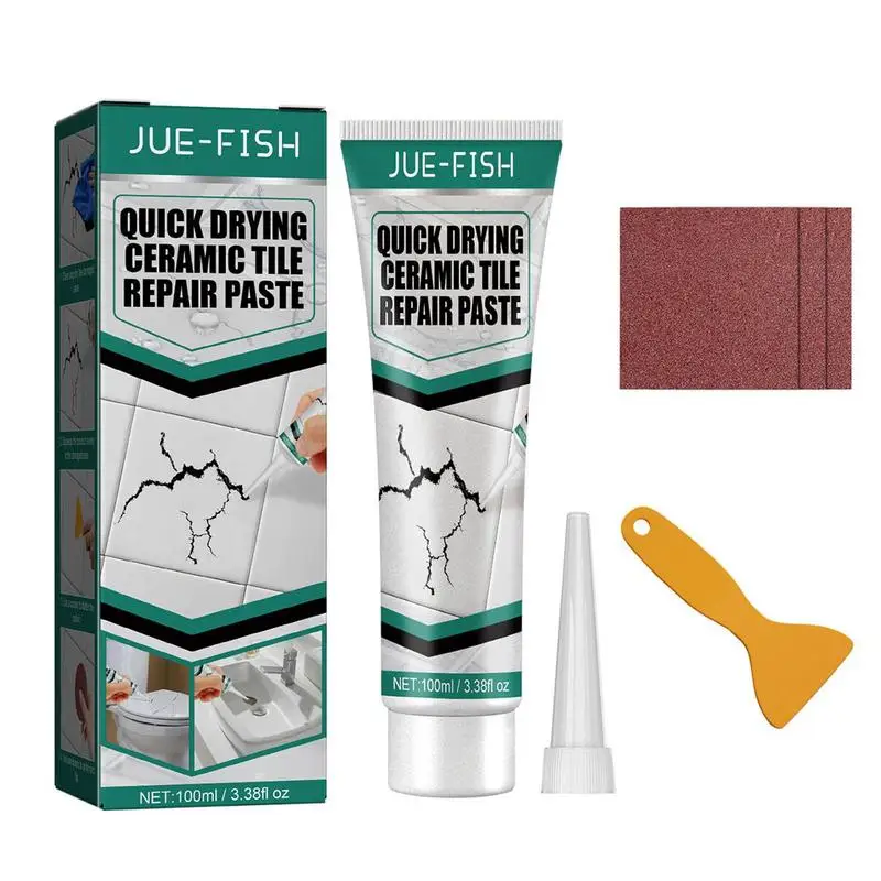 

Набор для ремонта кафельной раковины и плитки, 3,5 унции, набор для ремонта стен с скребком и наждачной бумагой, самоклеящийся водонепроницае...