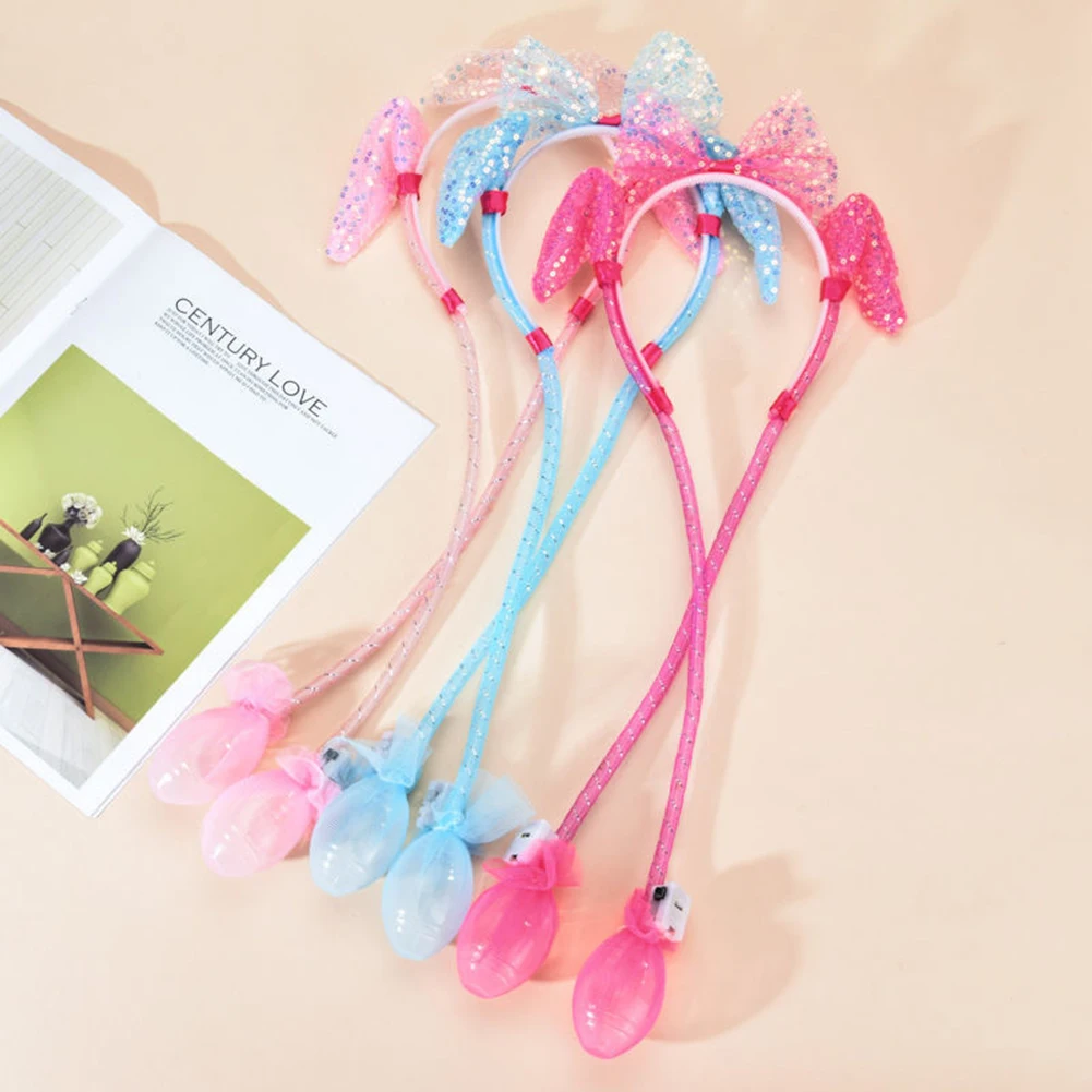 

Girls LED Luminous Hairband Moving Bunny Ears Headband Headwear Hair Bands Color Sequin Glow Ear Headband Hair Accessories
