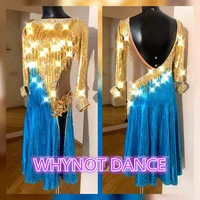 whynot dance tube bead customized latin chacha dance competition costume dress royal blue for girls or women free fast shipping