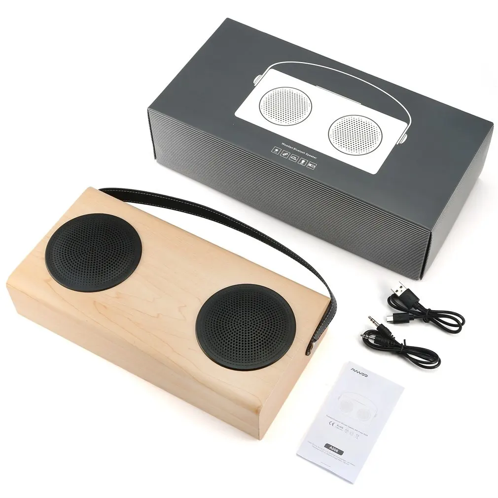 

Wooden Bluetooth-compatible Speaker FM Radio MP3 Player Aux Portable Wireless 4000mah Rechargable Battery for Tablet Computer