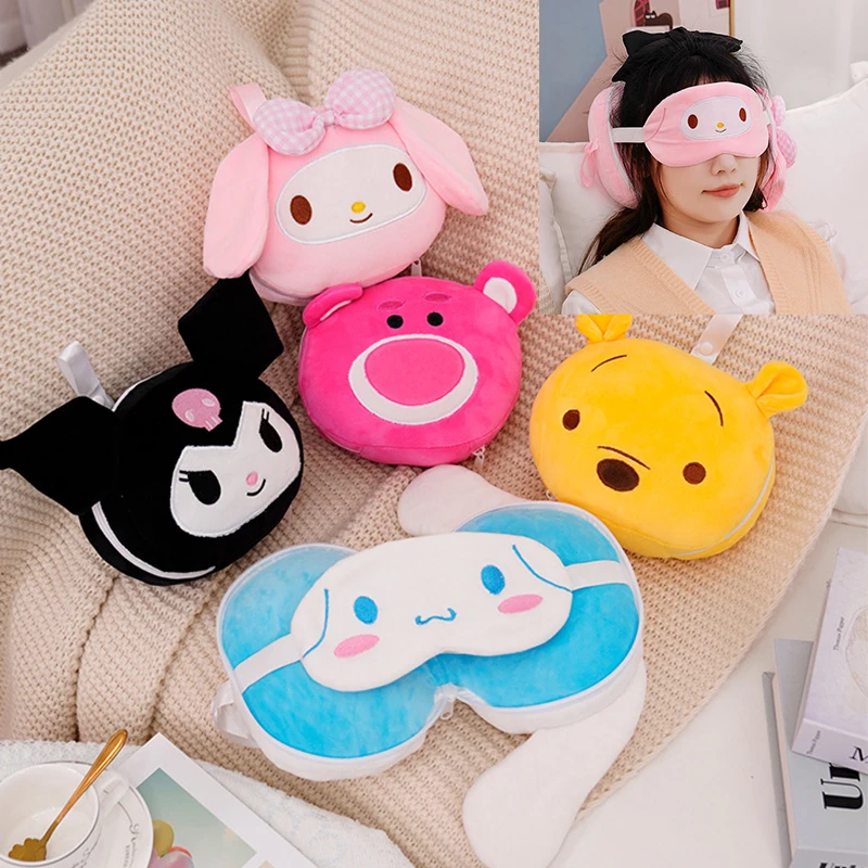 

Cinnamoroll Kawaii Sanrio Eye Mask Cute Cartoon Anime Kuromi Mymelody Multi-Function Foldable Neck Pillow Storage Bag Girl Gift