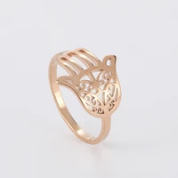 cooltime stainless steel hamesh hamsa hand rings for women girls gold color fatima palm ring jewelry birthday anniversary gifts