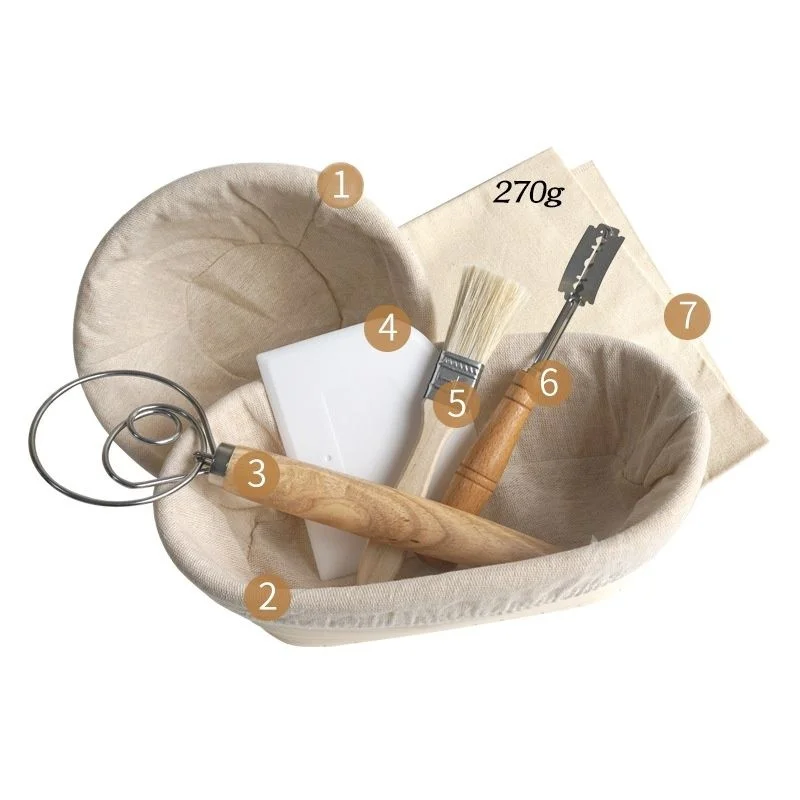 

CAMIGEL Rattan Woven Bread Baking Diy European Bag Set Cloth Cover Fermentation Cloth Cutting Knife