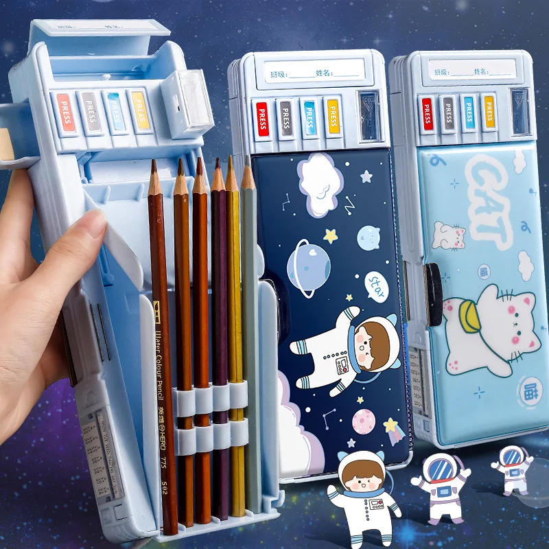 

cute pencil case school Stationery storage box Cartoon pen case Plastic pencil box kids student School supplies gifts