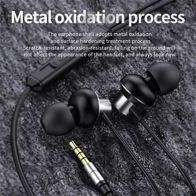 

3.5mm Wired Headphones With Microphone Metal Gaming Headset Wire Control In-ear Subwoofer Earbuds Tuning Mobile Phone Earphones