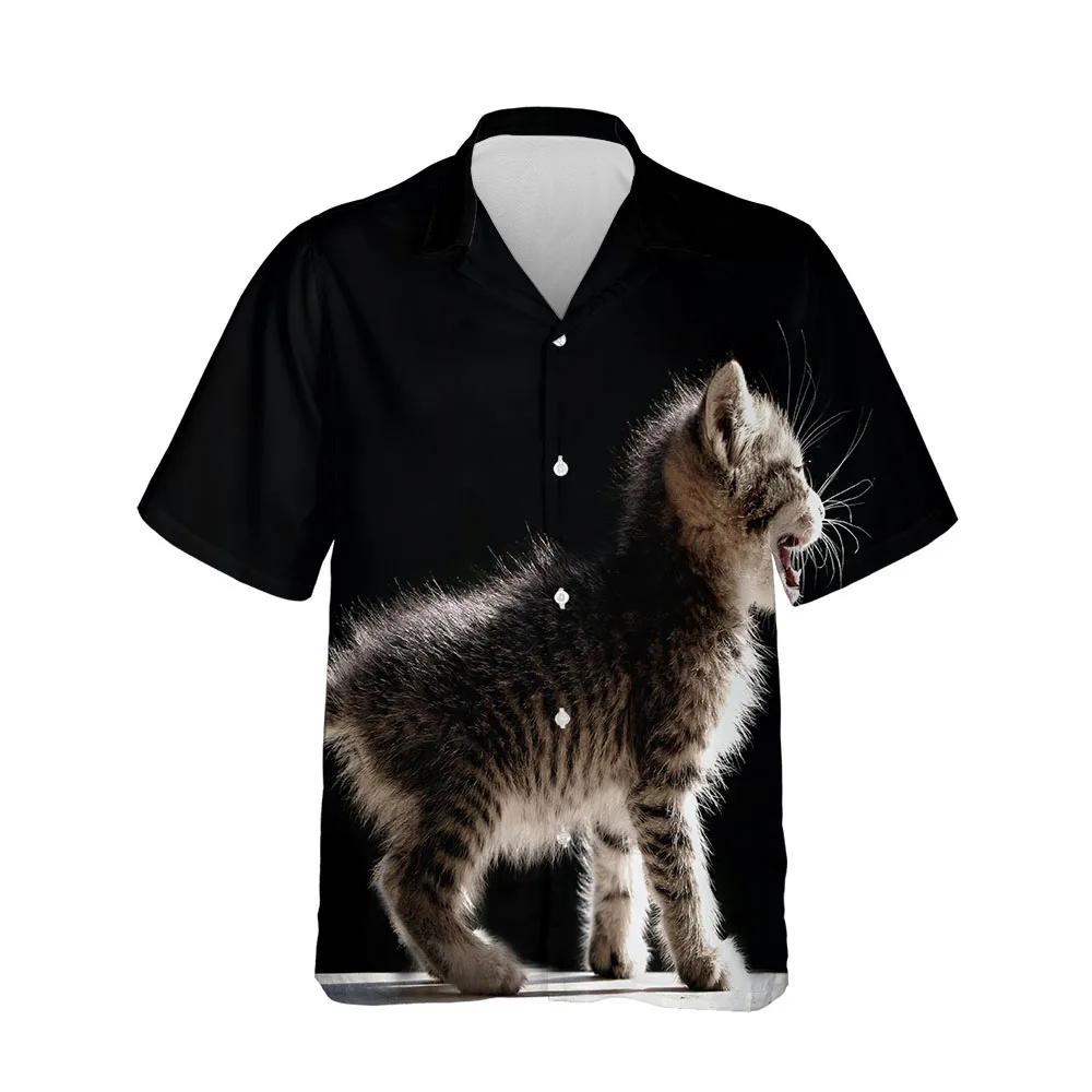 Jumeast 3D Printing 2022 New Hawaiian Men Shirts Summer docile Kitten Men's Short Sleeve Shirts Fashion Breathable Clothing Tops
