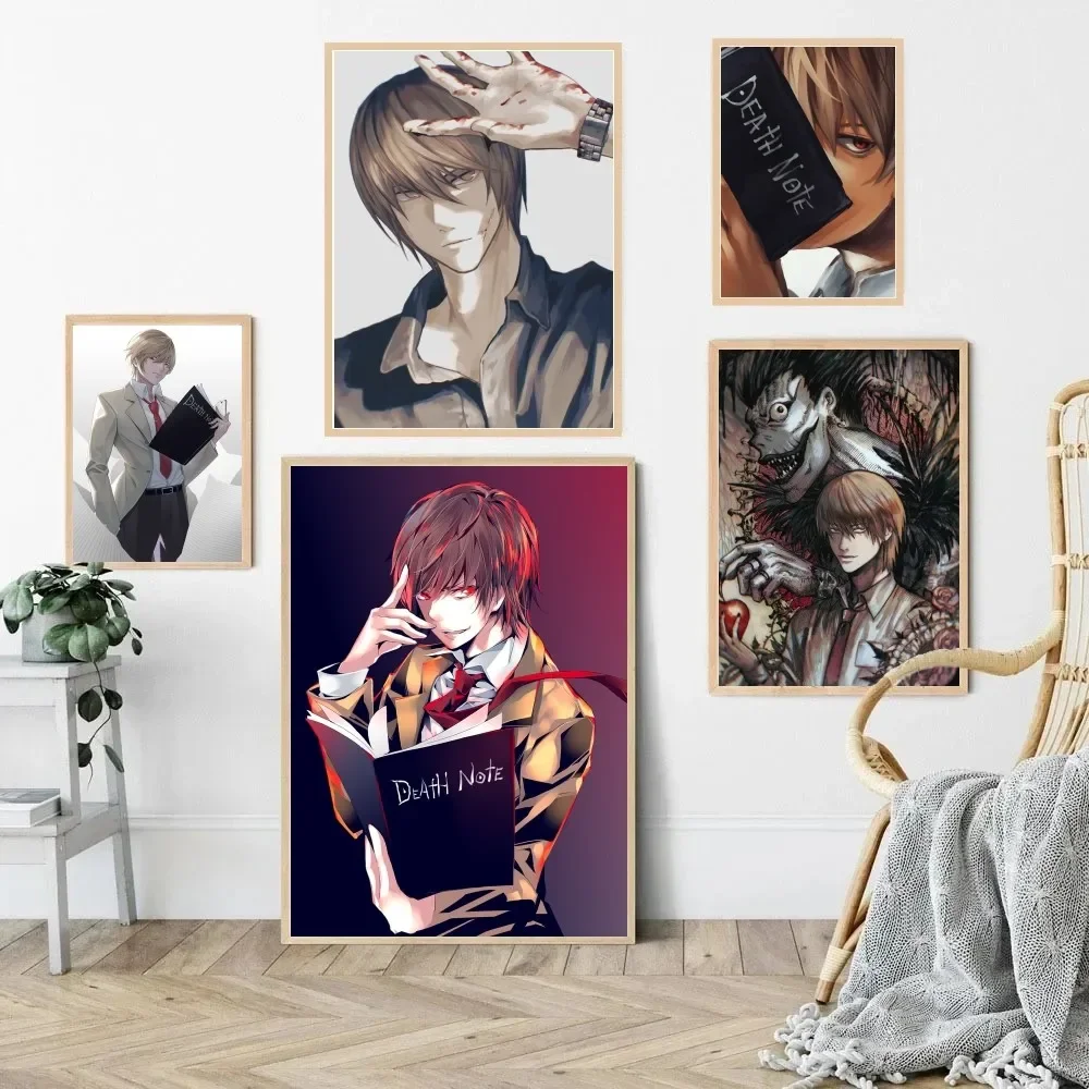 Популярный аниме Death Note Yagami Light Poster HD Wall Art для домашнего бара кафе современный