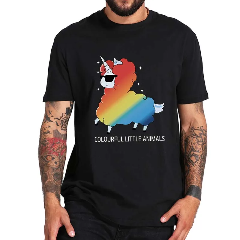 

Colorful Little Animals Unicorn T Shirt Rainbow Cute Unicorns Lovers Tee Tops Summer Casual 100% Cotton Unisex T-shirt