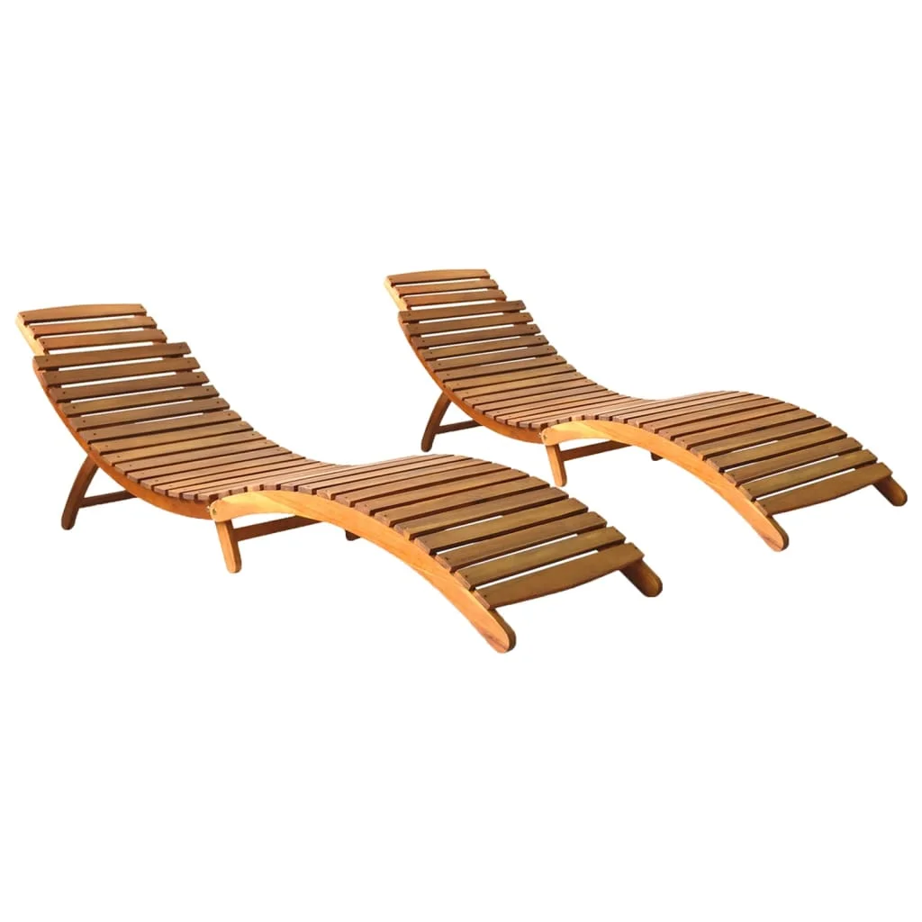 

Sun Loungers 2 pcs Solid Acacia Wood 72.4" x 21.7" x 25.2" Lounger Chair Outdoor Furniture