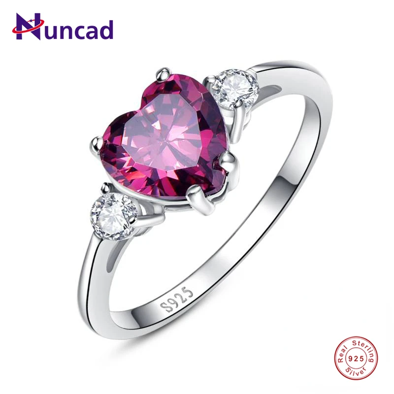 

NUNCAD Heart Genuine Garnet Ring 925 Sterling Silver Engagement Ring Stunning Fabulous Design Promotion Best Gift For Friend