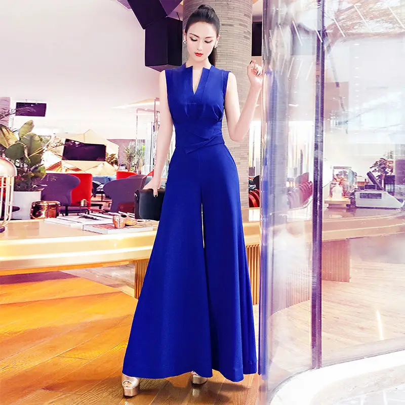 

Women 2022 Spring Summer New Fashion High Quality Elegant Rompers Female Jumpsuit Lady Sleeveless High Waist Long Playsuits L39