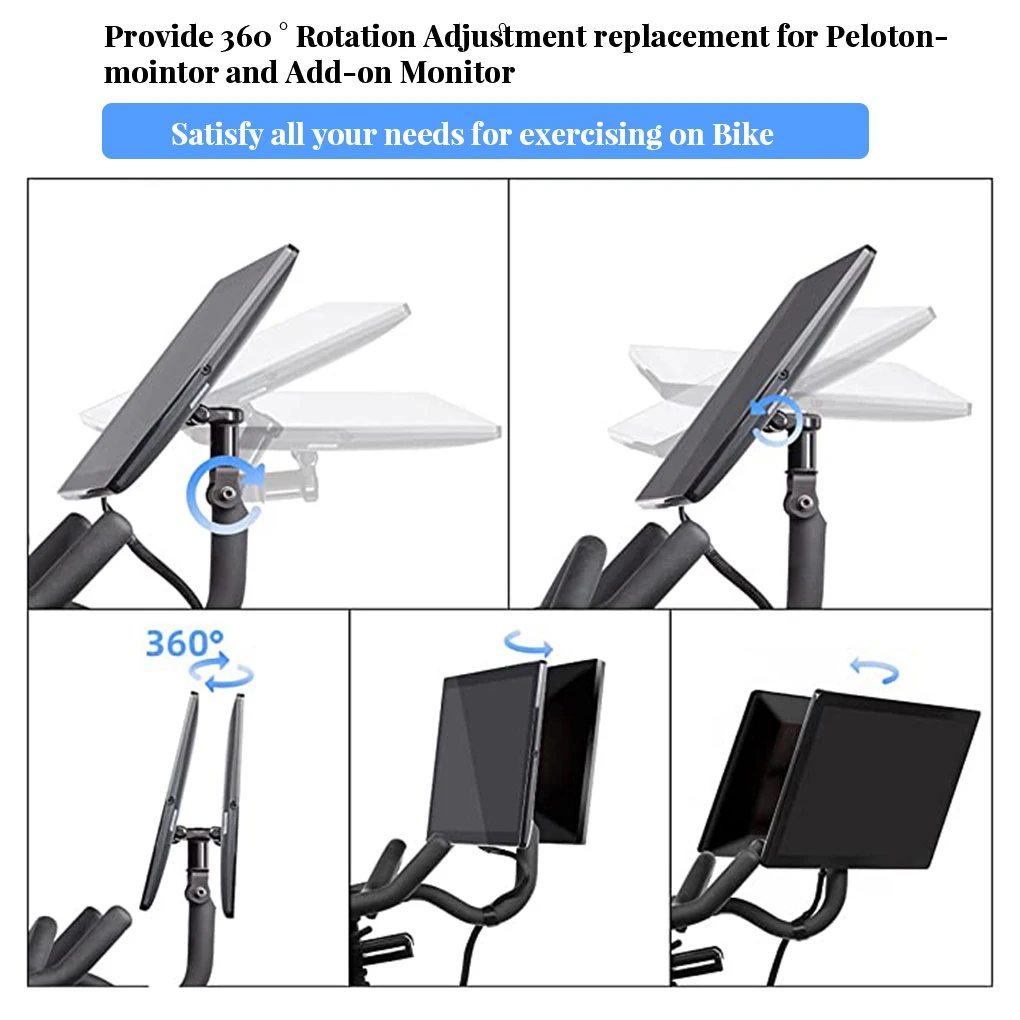 

360 Degree Aluminum Bicycle Screen Adjuster Waterproof Adjustment Display Swivel Holder Replacement for Peloton Bike