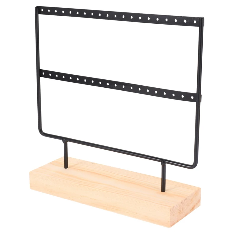 

Earring Organizer Jewelry Stand Organizer, Black Metal and Wood Basic Large Storage Earrings Holder