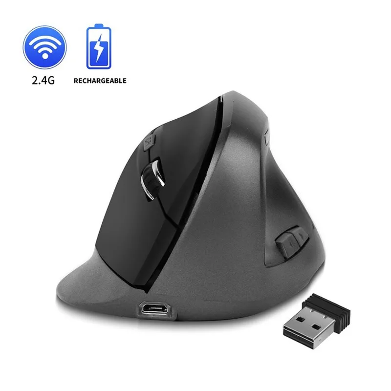 

2023 Rechargeable Mouse Wireless Vertical Mouse 2.4G Ergonomic for Gamer Android Tablet /Smart TV/Mac/Smartphone Multi-Device