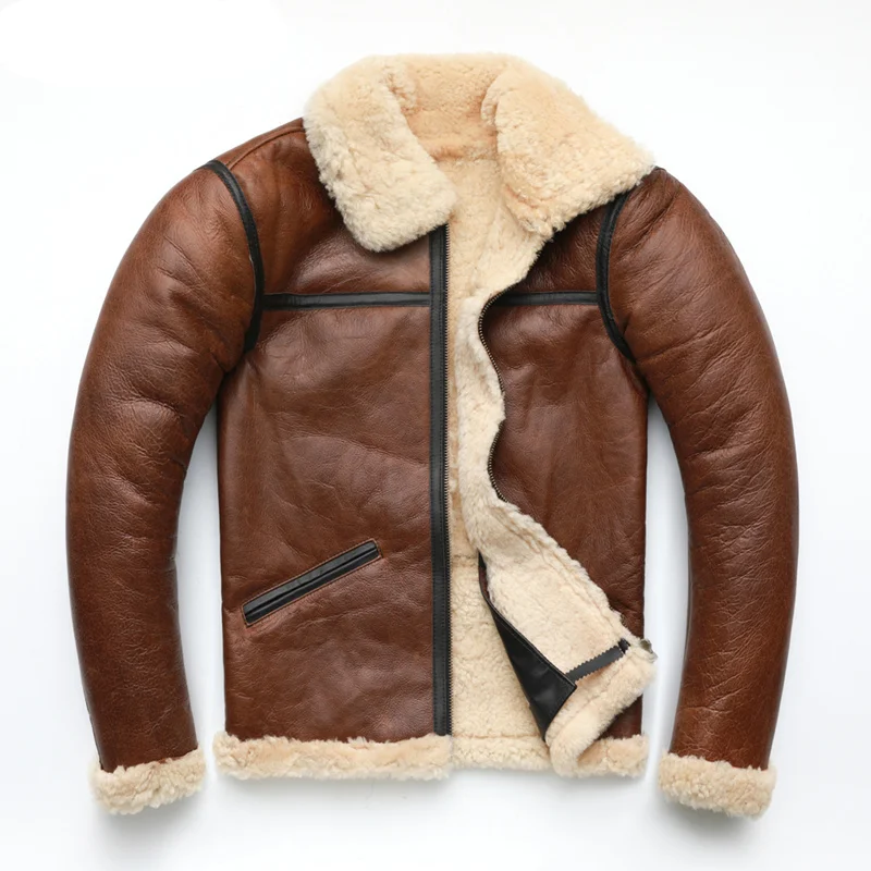 

Мужское кожаное пальто с отложным воротником, темно-синее теплое кожаное пальто из 100% натурального меха, зима