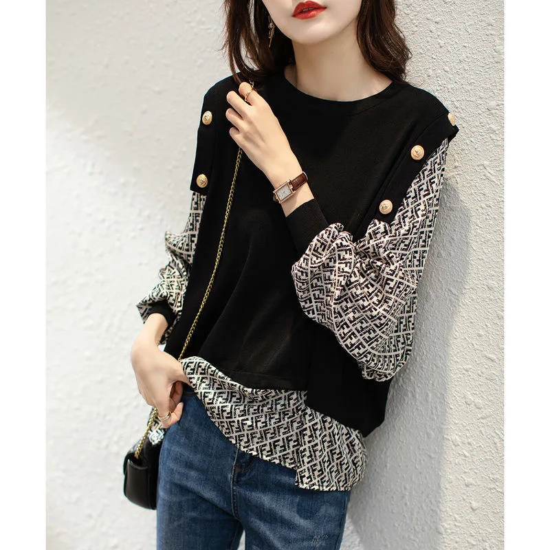 Новинка весны 2022 модная женская футболка с длинным рукавом и круглым вырезом