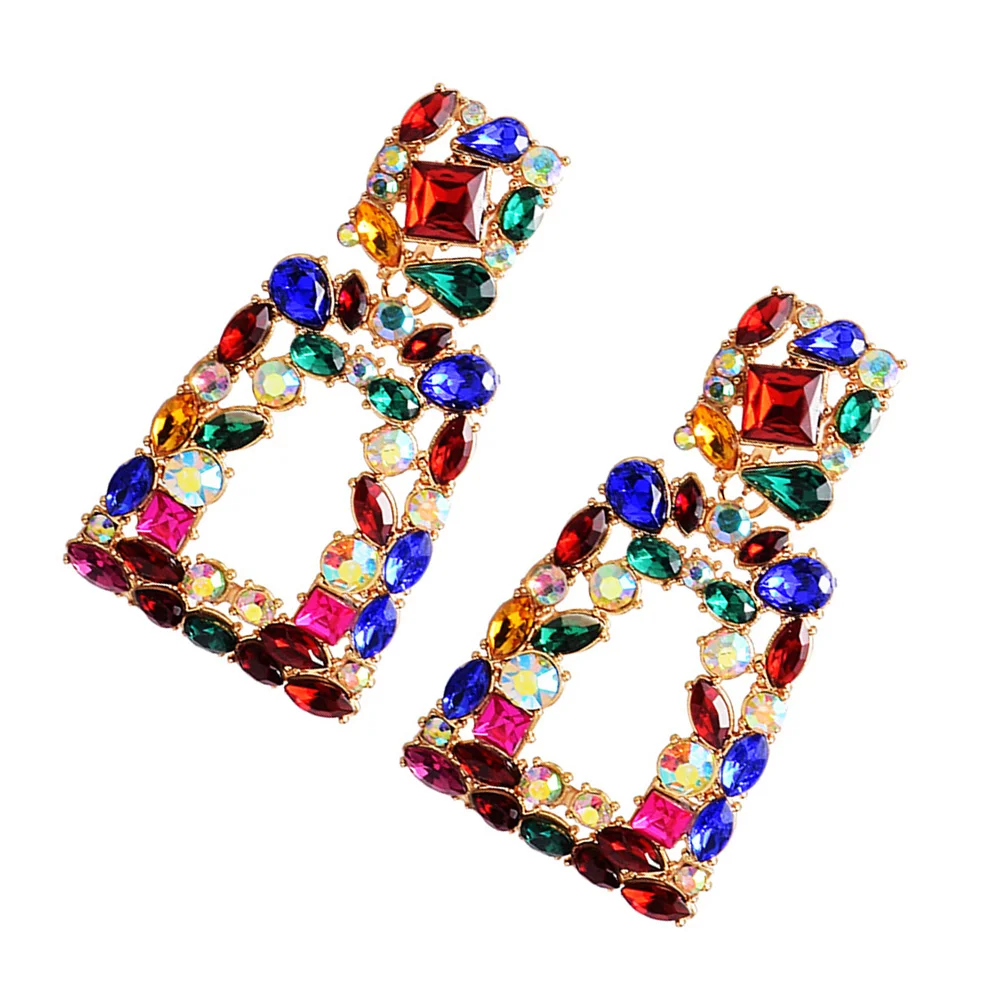 

1 Pair Statement Earrings Fashion Colorful Earrings Rhinestone Drop Earrings