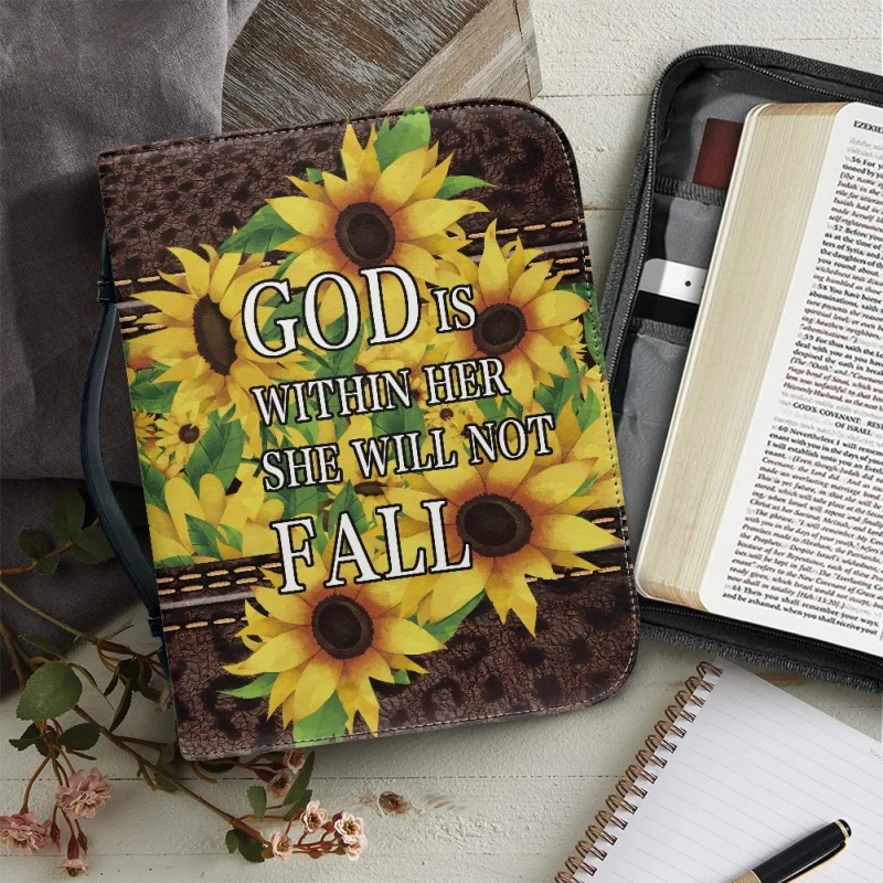 2023 Luxury PU Leather Bible Bag Cover Case Handbag For Women Storage Bags Study Book Holy Boxes Zippered Handle Paquete Bíblico