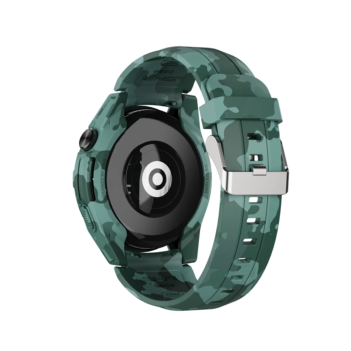 Camo Watch Case With Silicone Strap 22MM Replacement Band For Huawei Watch GT3 Camo Set Of Watch Protective Cover Soft Wristband