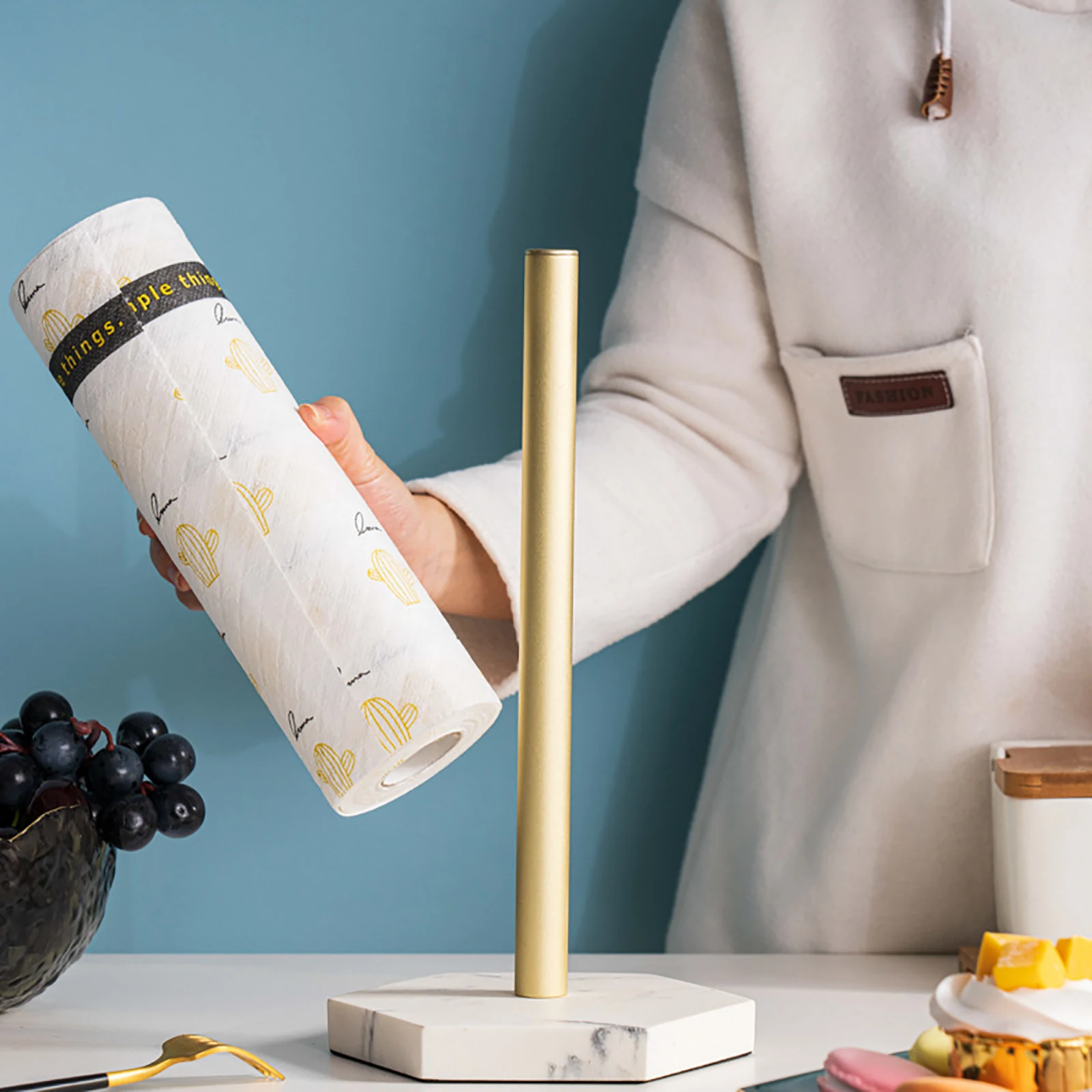

Stand-up Paper Towel Holder Marbling Print Upright Towel Dispenser Stand for Countertop Dining Table Free Shipping