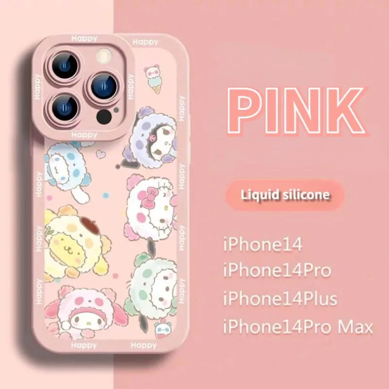 

Sanrio Hello Kitty My Melody Kuromi Cinnamoroll Silicone Phone Case All-inclusive Drop-proof IPhone14 Apple 13promax Soft Shell