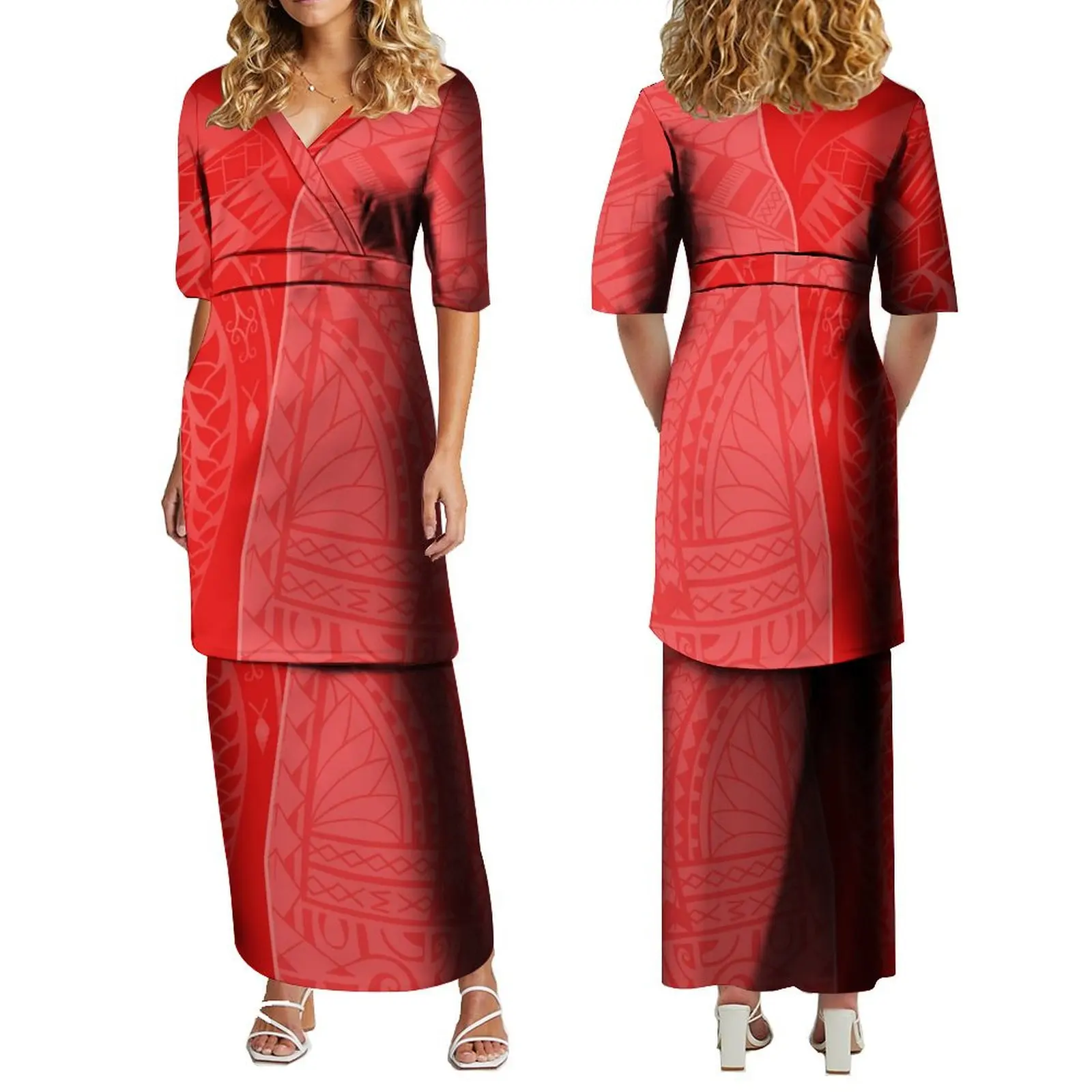 Женское элегантное платье с v-образным вырезом и короткими рукавами