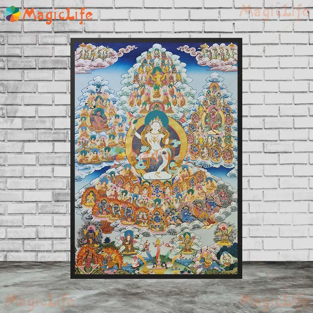 

Постеры Bodhisattva Thangka Hinduism Буддизм Будда религия принты стены картины для церковной комнаты Искусство Холст Картина без рамки