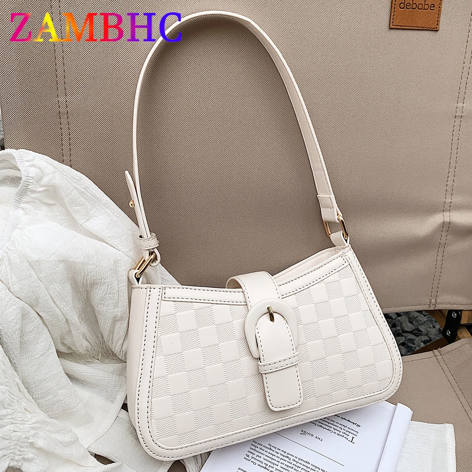 

Luxury Brand Women's Underarm Bag Designer PU Leather Plaid Messenger Bags for Women 2022 Fashion Female Travel Shoulder Bag Sac