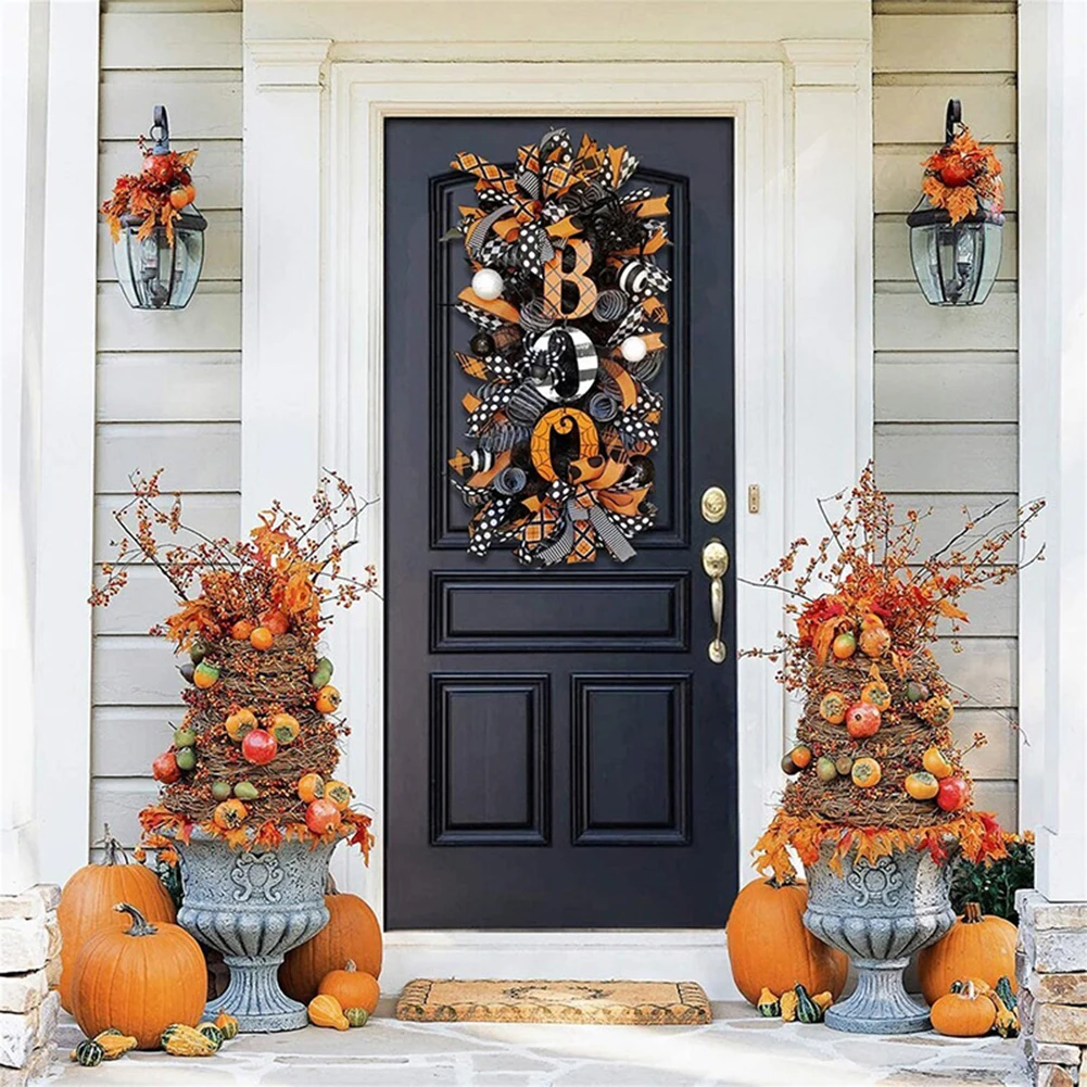 

Halloween Wreath Decoration Front Door Hanging Flower Garland Ornament Halloween Party Autumn Home Yard Garden Door Decoration