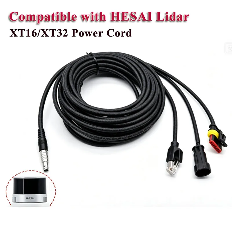 Фото Совместимый с HESAI Lidar XT16/XT32 кабель питания, 9-контактный авиационный разъем, сетевой кабель 1-3, 9-жильный удлинительный провод (штекер-гнездо) №1