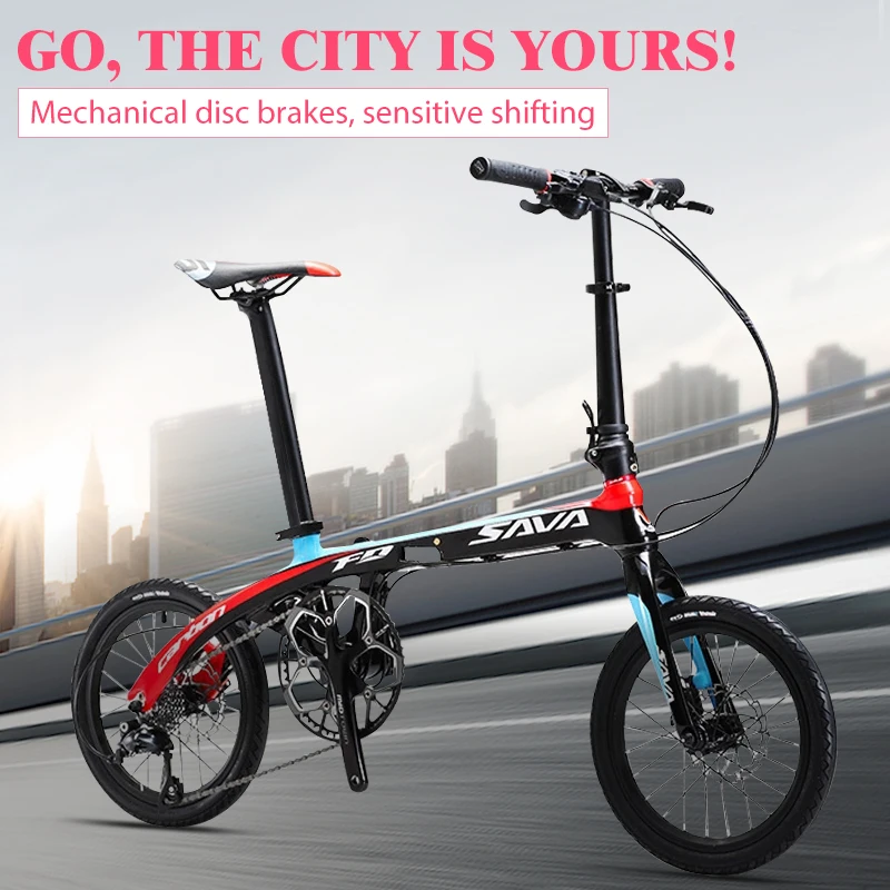 

SAVA складной велосипед углеродная Рама складной велосипед 16 дюймов углеродная рама городской велосипед с Shimano 9 скоростей дисковый тормоз