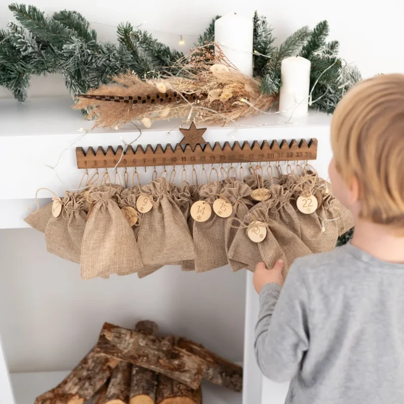 24 шт. подарочный пакет только для адвент-календаря и круглый деревянный