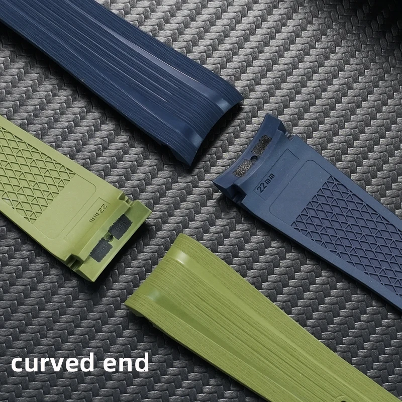 Фото Ремешок для часов из фторкаучука с изогнутым концом 21 мм 22 мм для Longines CONQUEST GMT L3.790/L3.890, ремешок для часов, браслет для мужского циферблата 41/43 мм №3