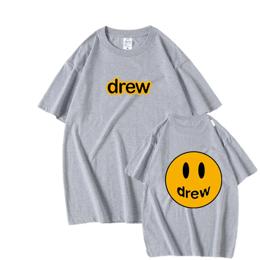 brand drew 2022 hot summer new cotton mens t shirt short sleeve high quality hip hop printed men womens t shirt for male tops free global shipping