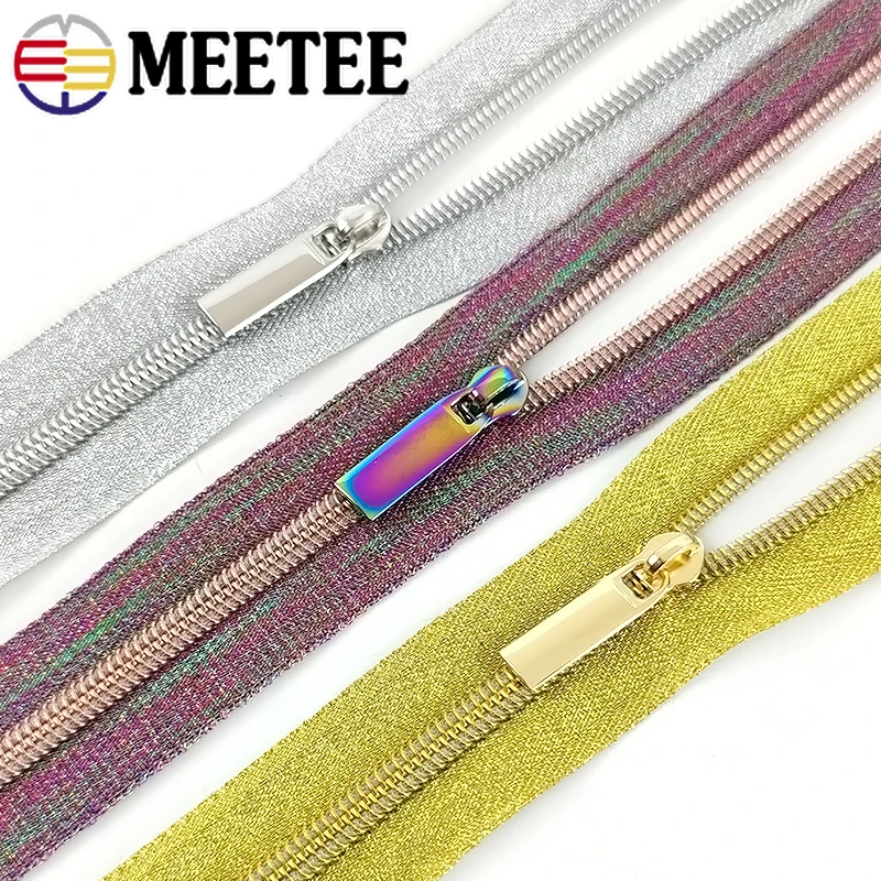 

5Meters 5# Nylon Zippers With Rainbow Zippers Puller Slider Decorative Continuous Zip for Bag Garmant Jacket Sewing Accessories