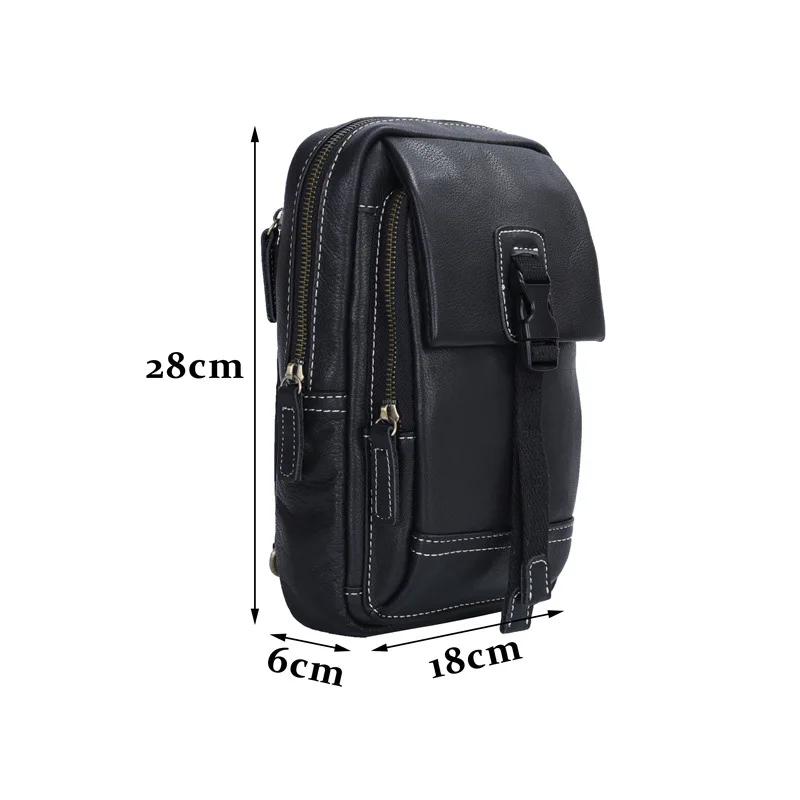 Genuine Leather Men's Chest Bag Business Black Male Shoulder Bag High Quality Crossbody Bags For Men Casual Sling Messenger Bag