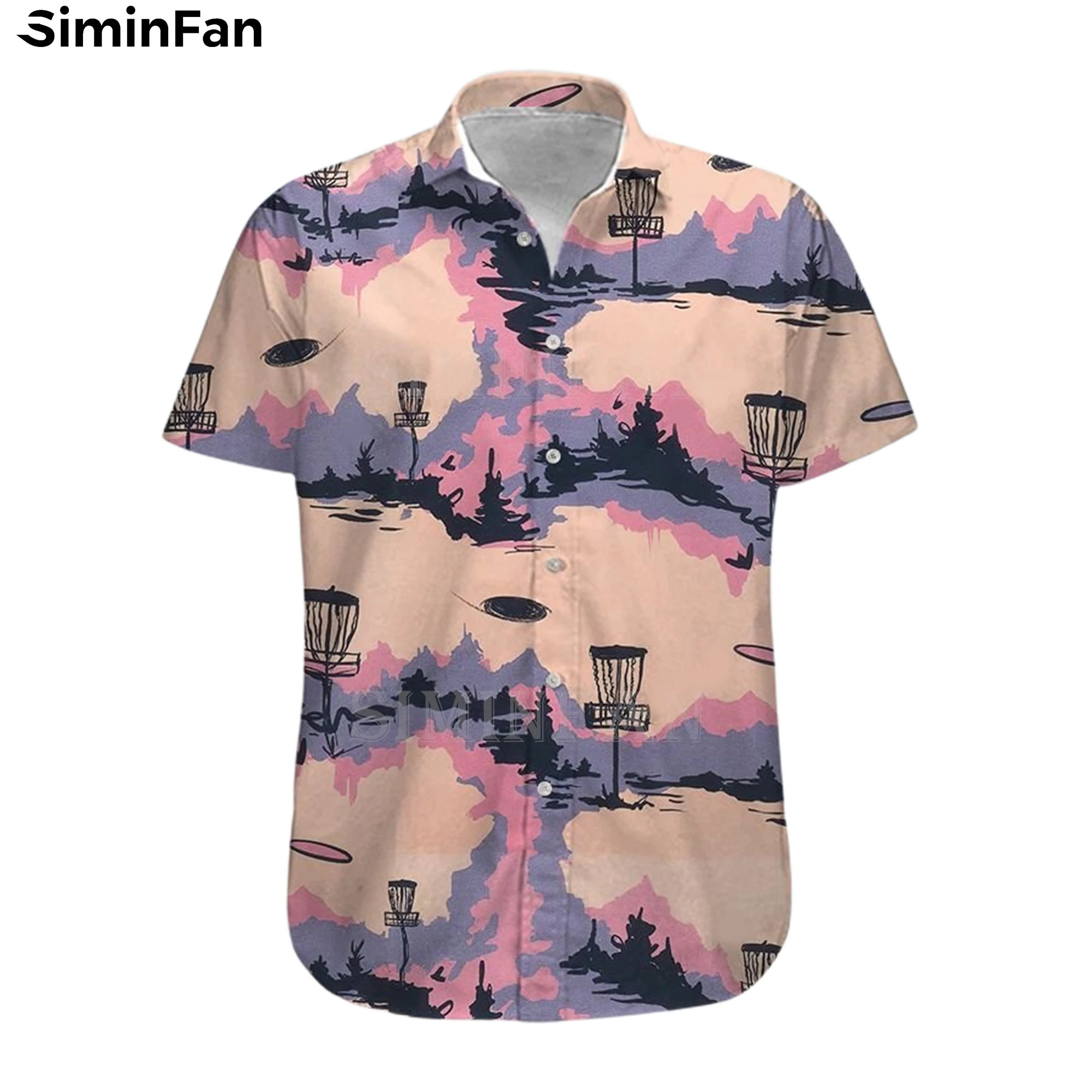 Гавайская футболка с 3D принтом для мужчин, роскошная пляжная рубашка с рисунком диска для гольфа, праздничная модная футболка унисекс, Розо...