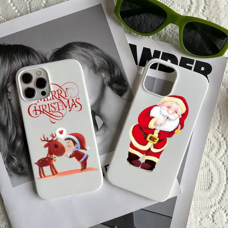 

Christmas Phone Case White Fundas Shell Cover For Iphone 6 6s 7 8 Plus Xr X Xs 11 12 13 Mini Pro Max
