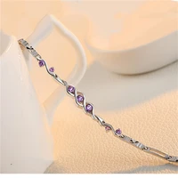 2022 trendy silver 925 sterling women bracelets accessories temperament luxury crystal purple bracelets for girls hands jewelry