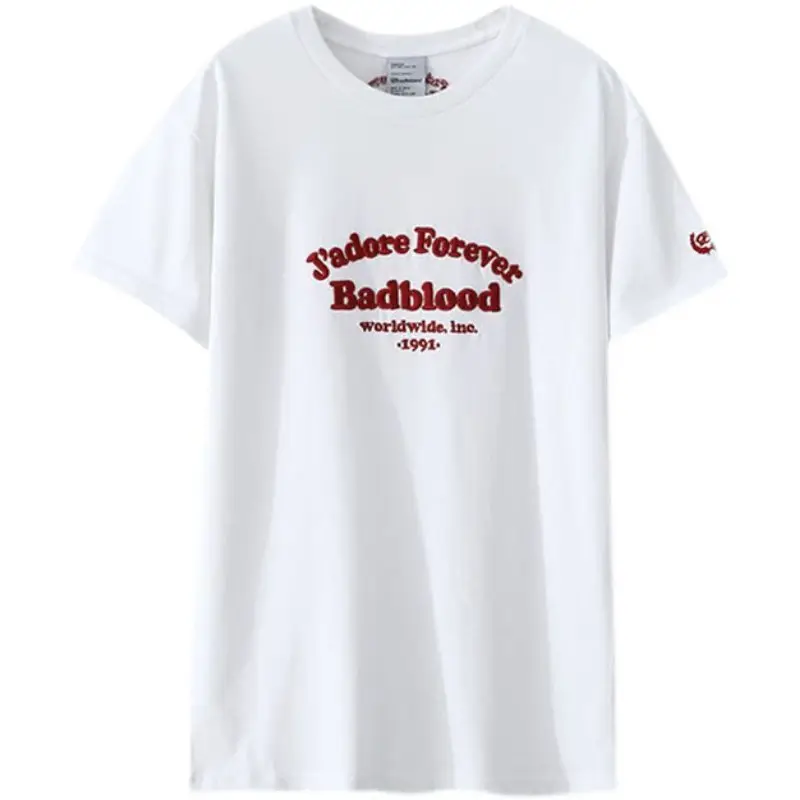 Fashion Badblood Top Classic Letter Embroidery Loose Oversize Round Neck Short Sleeve T-Shirt for Men and Women