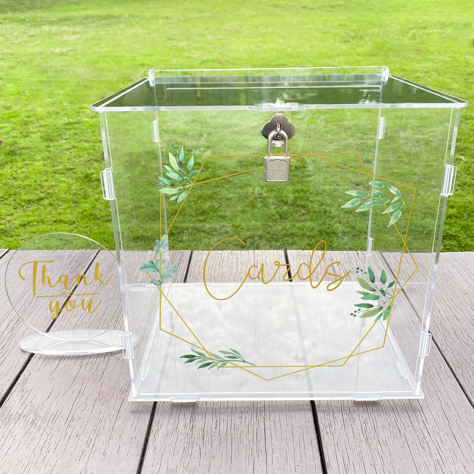 OurWarm Acrylic Wedding Card Box with Lock Gift Money Card Box for Party Graduation Birthday Baby Shower Decorations