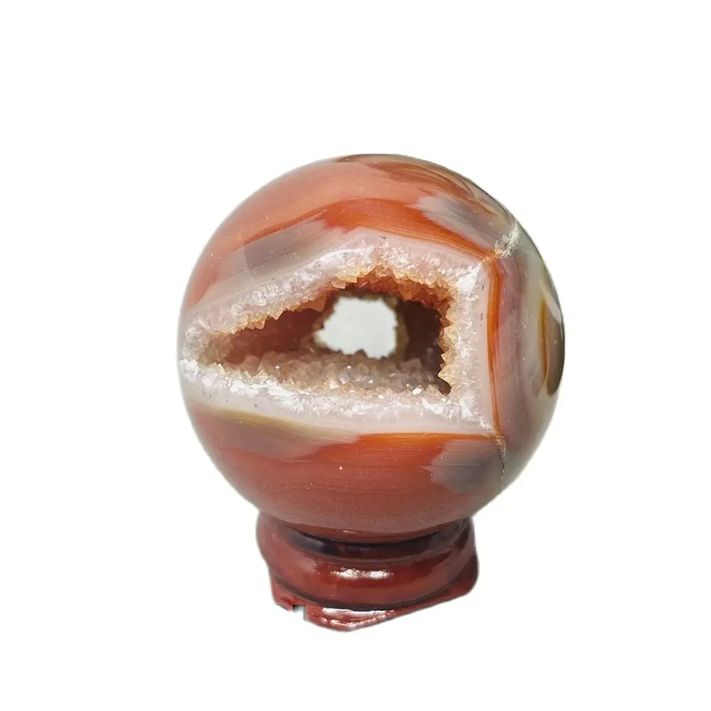 Шар из натурального красного агата и йода, камень оникс, Круглый кластер, отверстие для дома, комнаты, духовное украшение, подарок, волшебный алтарь, лечение драгоценных камней