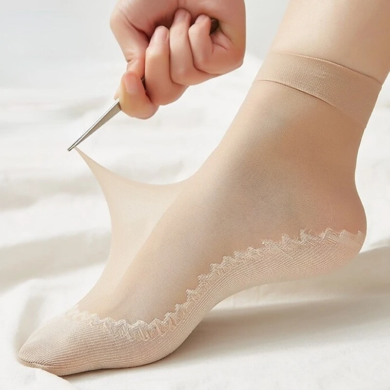 Summer Ultrathin Velvet Silk Socks for Women Girls Elastic Casual Transparent Splice Non-Slip Bottom Female Invisible Sock 1pair