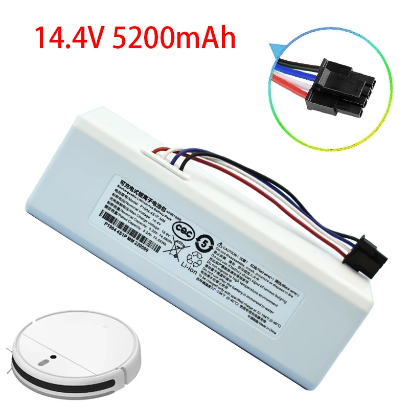 

New 14.4V 5200mAh Li-Ion Battery For Xiaomi Mijia Robot Vacuum Cleaner 1C Vacuum Mop Cleaner Replace Rechargeable Battery