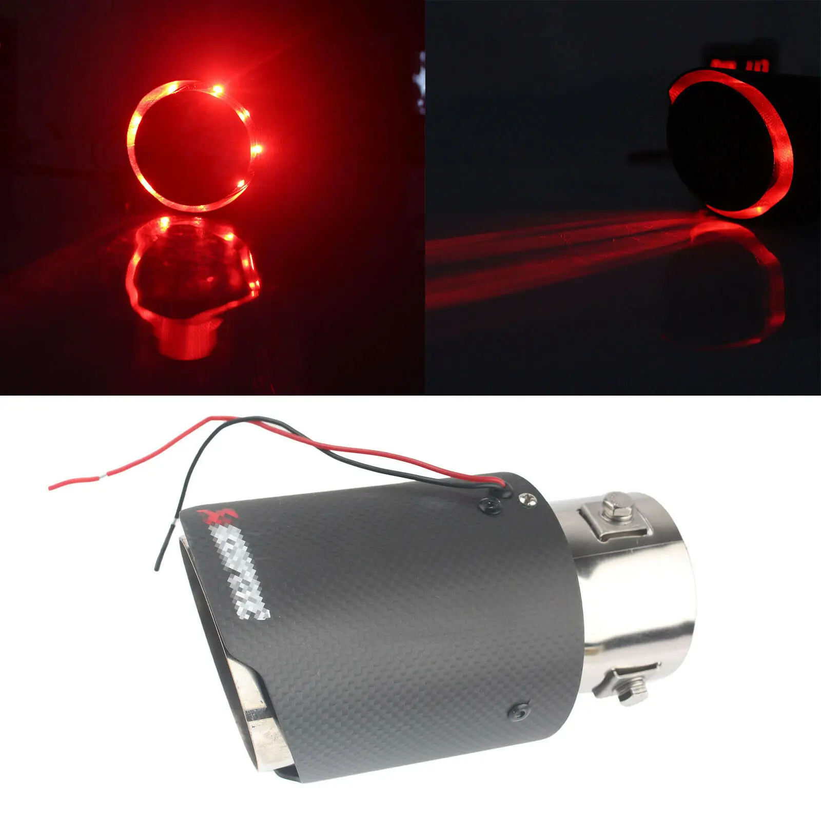 

Universal Car Exhaust Pipe Modified Carbon Fiber LED Luminous Tail Throat Red