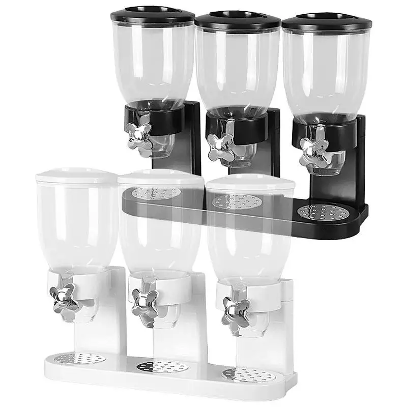 

3 Cereal Dispenser Triple Canister Containers Storage Dispenser Tank Rice Scratch-resistant Dispenser Kitchen Tools