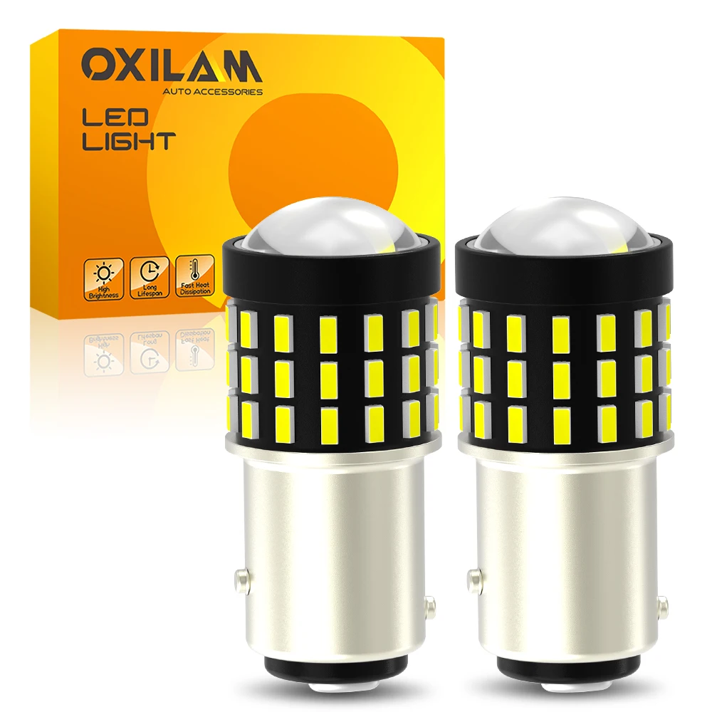 

OXILAM 2Pcs 1157 LED Bulb BAY15D LED P21/5W Diode Light 54*4014 SMD Super Bright 12V Auto Lamp Car Reverse Turn Signal Light 360